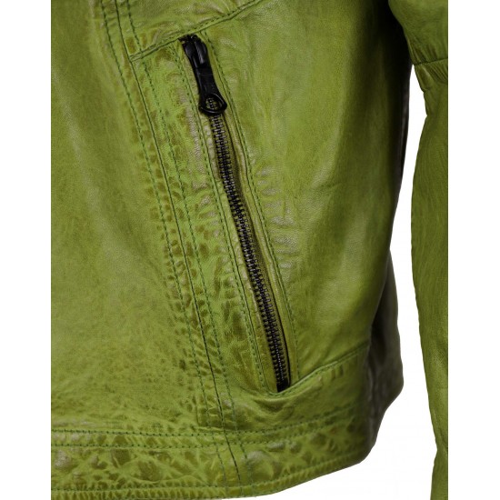 Jameson Green Slim Fit Leather Jacket