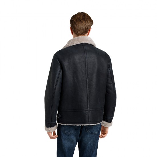 Jamison Black Leather Jacket With Shearling Style