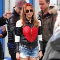 Kylie Minogue Red Heart Leather Quilted Jacket