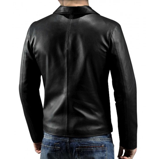 Layer Cake Daniel Craig Black Slim Fit Leather Jacket