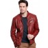 Lincoln Red Cafe Racer Leather Jacket