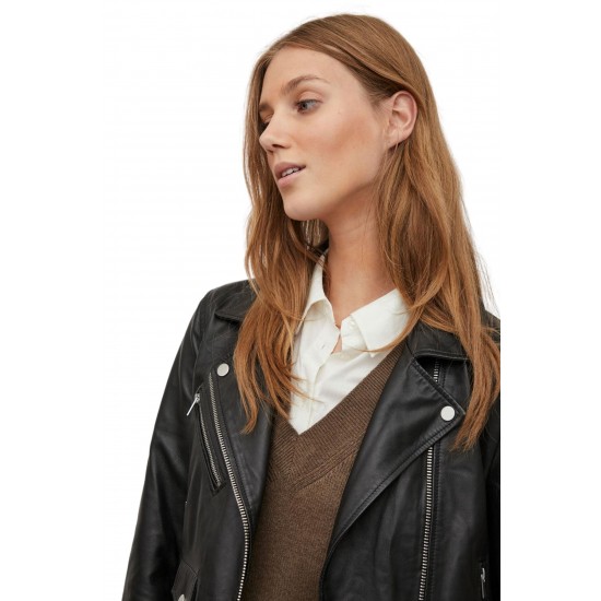 Lucy Leah Black Biker Leather Jacket