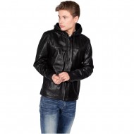 Manuel Black Leather Jacket For Men