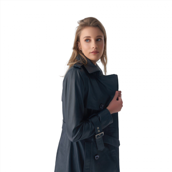 Margaret Alaia Belted Leather Trench Coat