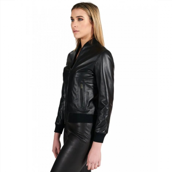 Mariana Kayla Bomber Leather Jacket