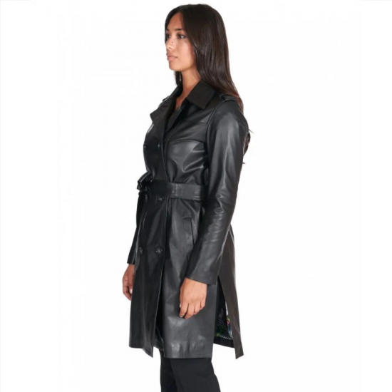 Matilda Sylvia Belted Leather Coat