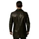 Maximiliano Black Leather Buttoned Trench Coat