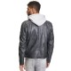 Maximiliano Black Zipper Hooded Leather Jacket