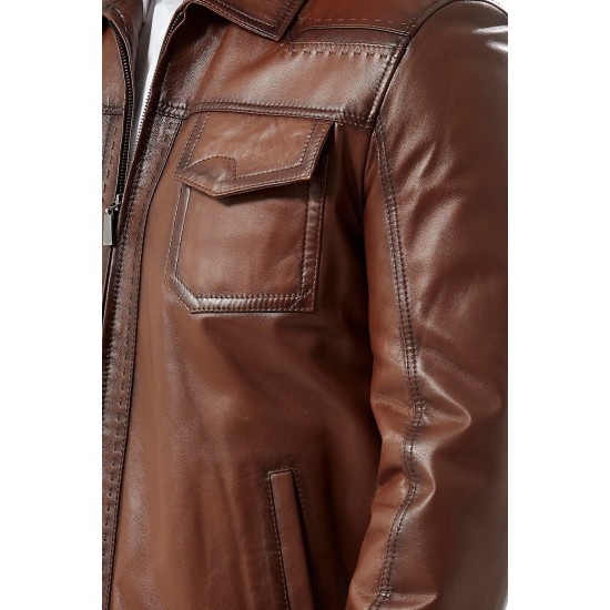 Men Patrick Brown Leather Coat