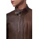 Men's Brown Leather Slim Jacket