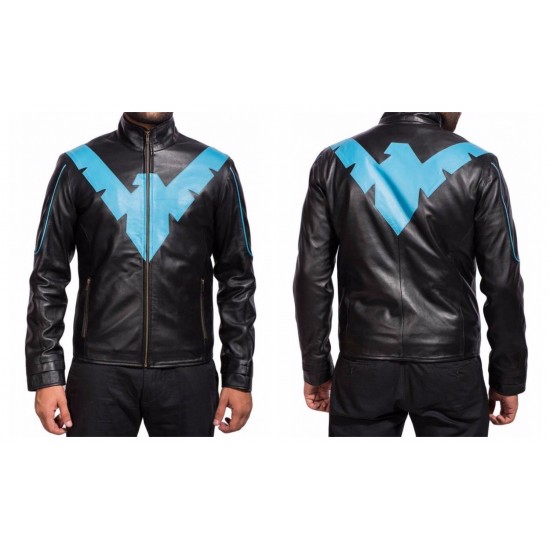 Nightwing Dick Grayson Black Leather Jacket