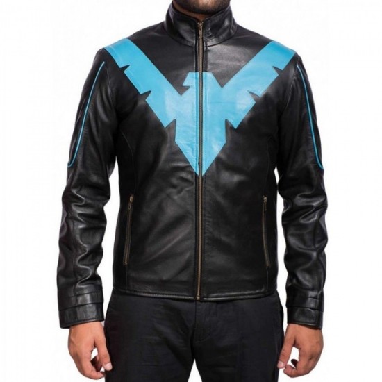 Nightwing Dick Grayson Black Leather Jacket