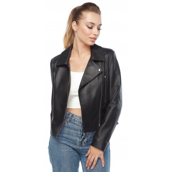 Nova Chloe Black Biker Leather Jacket