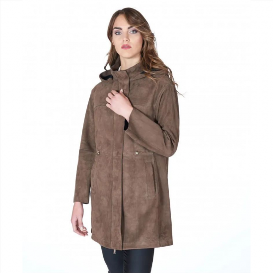 Payton Suede Leather Trench Coat
