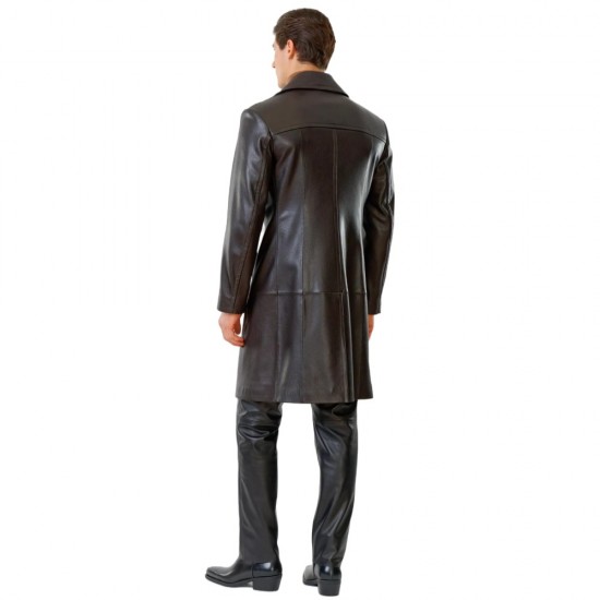 Raphael Black Leather Trench Coat