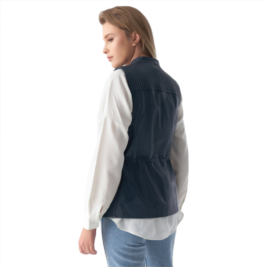 Riley Isla Navy Blue Leather Vest