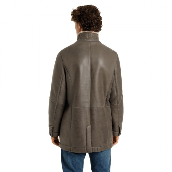 Roberto Grey Shearling Mid-length Coat