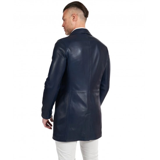 Russell Blue Leather Coat