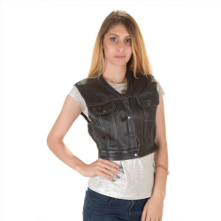 Shelby Opal Leather Cropped Vest