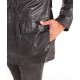 Sterling Black Leather Coat With Detachable Hood