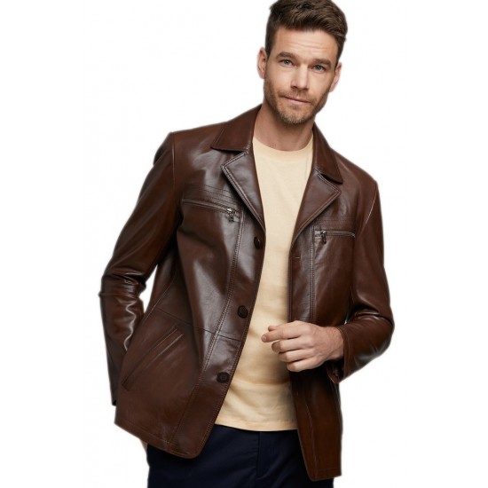 Sterling Dark Brown Leather Coat