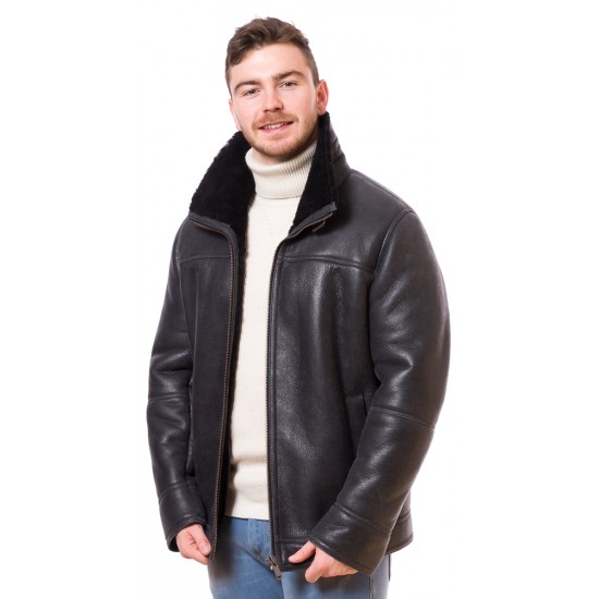 Stetson Zayne Brown Leather Jacket With Shearling Collar