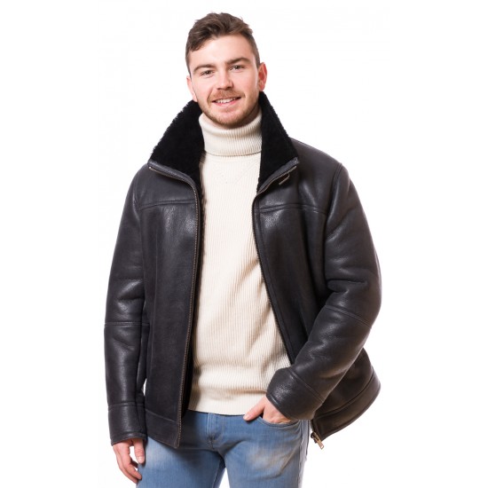 Stetson Zayne Brown Leather Jacket With Shearling Collar