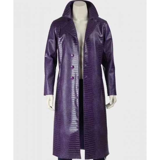 Suicide Squad Jared Leto Purple Leather Coat