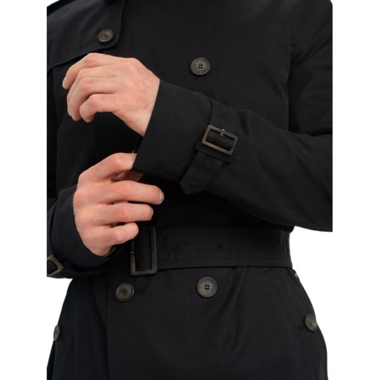 Trevor Black Trench Coat With Belt