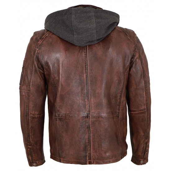 Tristan Men Brown Waxed Leather Jacket