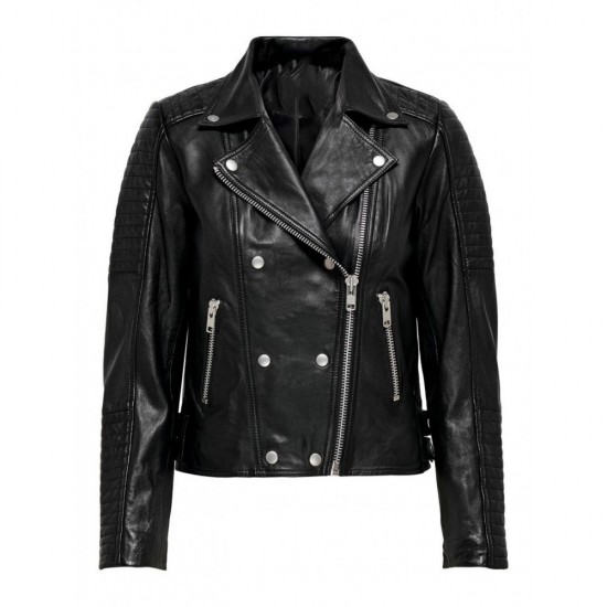 Valentina Black Moto Leather Jacket