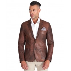Victor Men Leather Blazer Coat