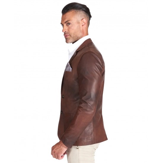 Victor Men Leather Blazer Coat