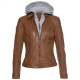 Vivienne Brown Leather Jacket With Hood