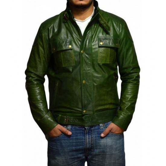 Wanted James McAvoy (Wesley Gibson) Green Slim Fit Leather Jacket