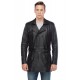 Warren Black Leather Belted Trench Coat