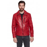Waylon Wax ZipCollar Red Leather Jacket