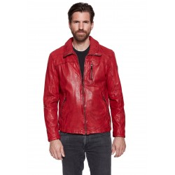 Waylon Wax ZipCollar Red Leather Jacket