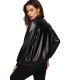 Womens Black Bomber Leather Jacket