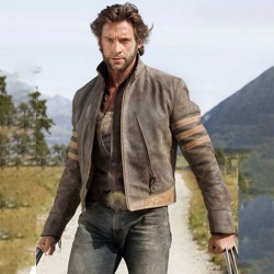 X-Men Origins Logan Wolverine Distressed Brown Biker Jacket