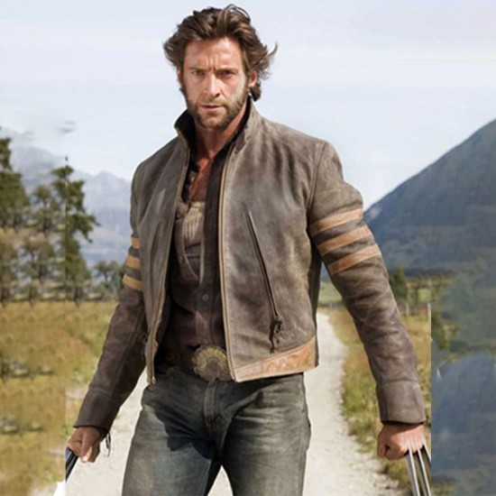 X-Men Origins Logan Wolverine Distressed Brown Biker Jacket