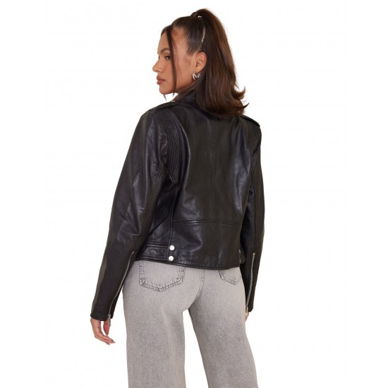 Ximena Black Cropped Leather Jacket