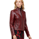 Yaretzi Sloan Maroon Leather Jacket