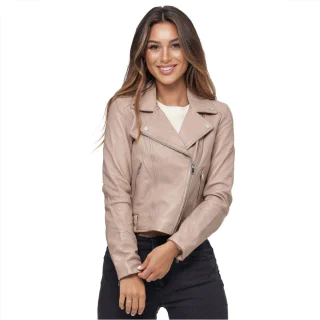 Fernanda Beige Biker Leather
