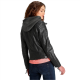 Gabriela Black Hooded Leather Jacket