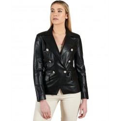 Kamila Double Breasted Genuine Leather Coat