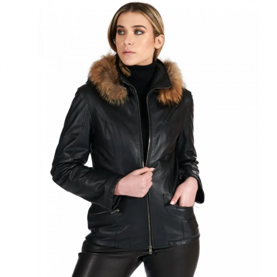 Kimberly Vera Black Fur Hooded Jacket