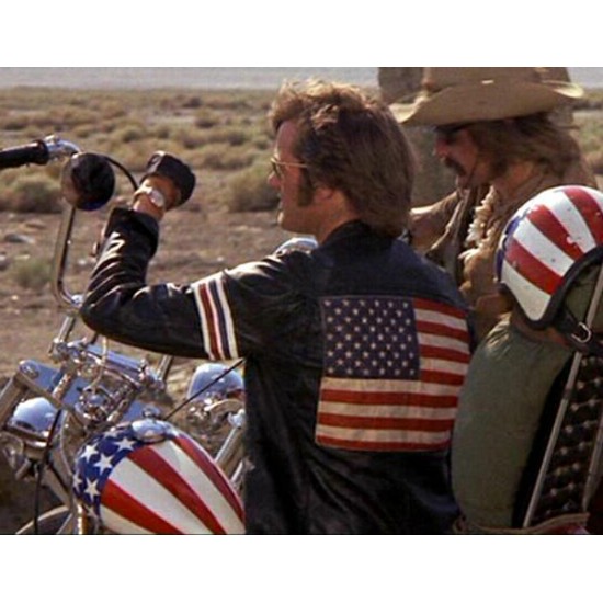 Captain America Easy Rider Peter Fonda Black Leather Jacket