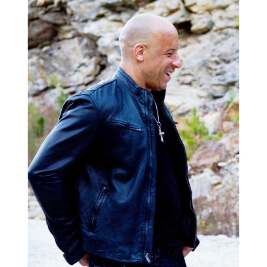 Vin Diesel Fast And Furious 7 Blue Leather Jacket