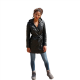 Raelynn Black Leather Trench Coat With Hood